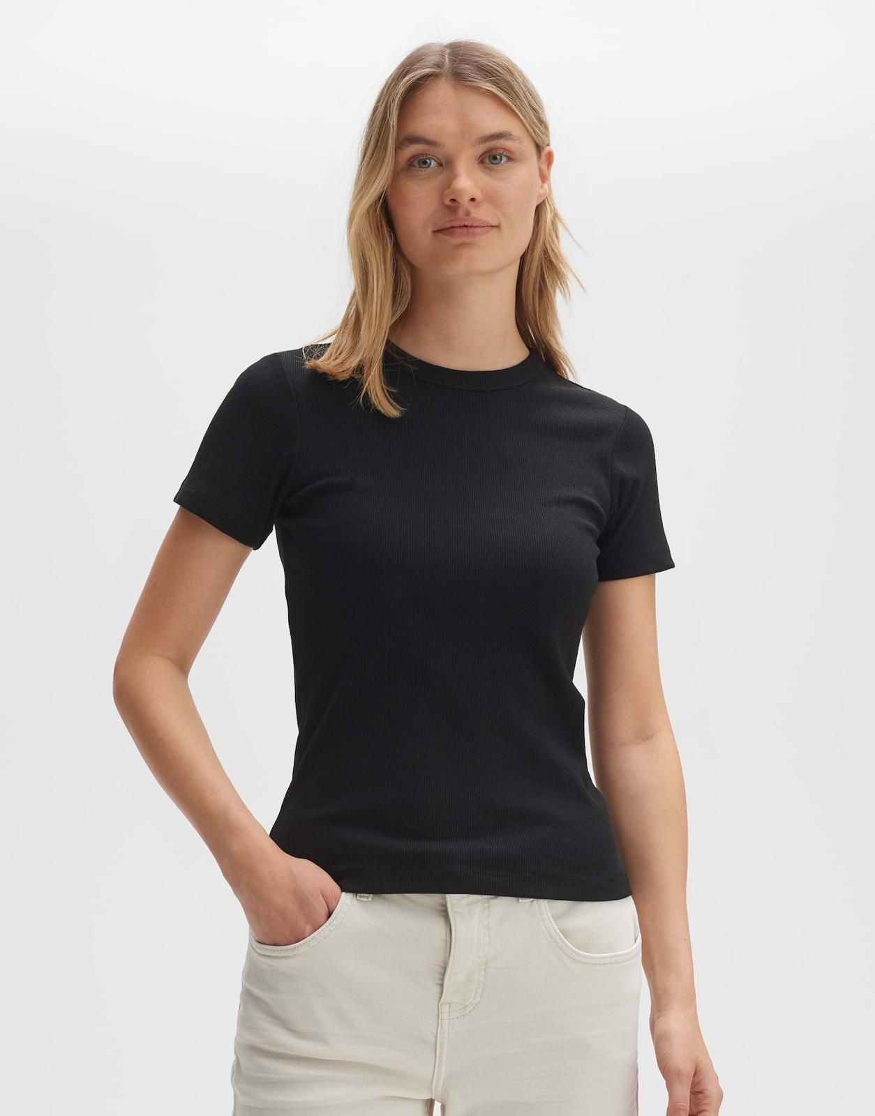 Basic Fitilli Tshirt Siyah - 38