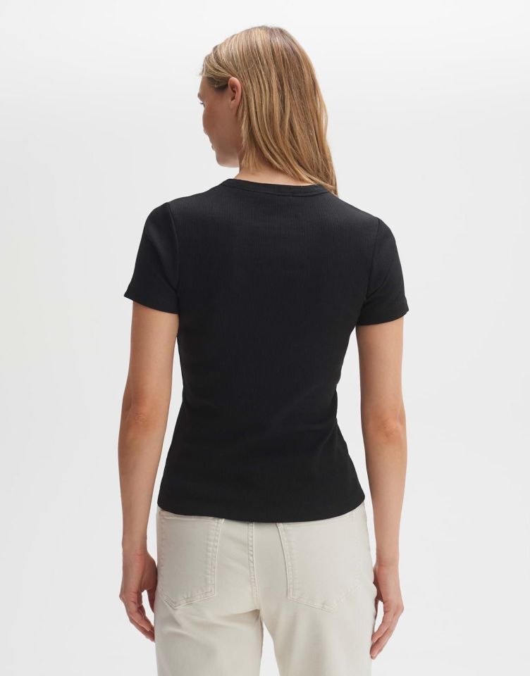 Basic Fitilli Tshirt Siyah - 38